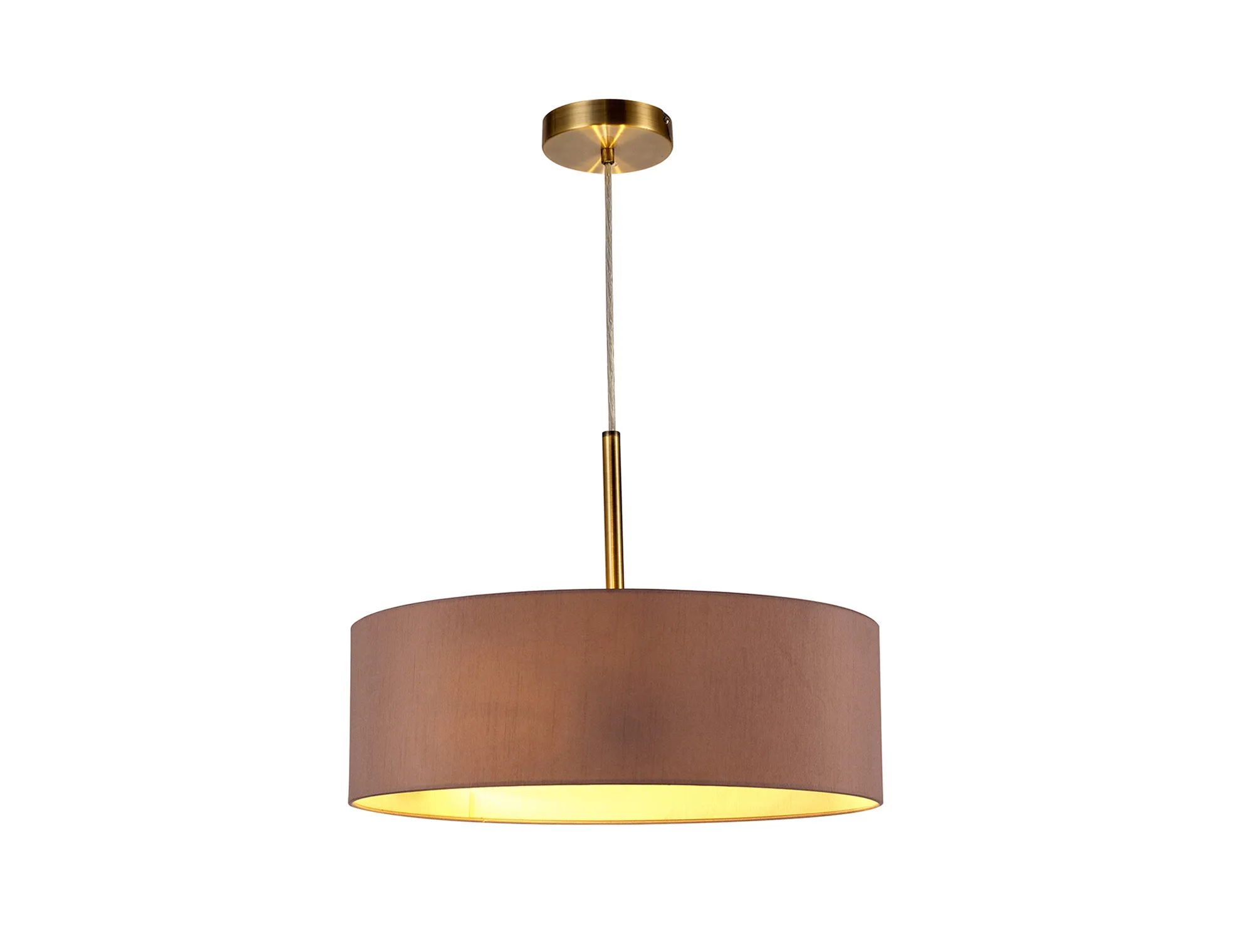 Baymont 45cm 3 Light Pendant Antique Brass, Taupe/Halo Gold DK0706  Deco Baymont AB TA